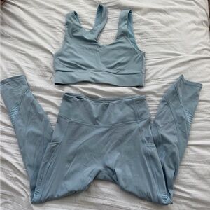 Fabletics Light Blue Sports Bra and Leggings Set